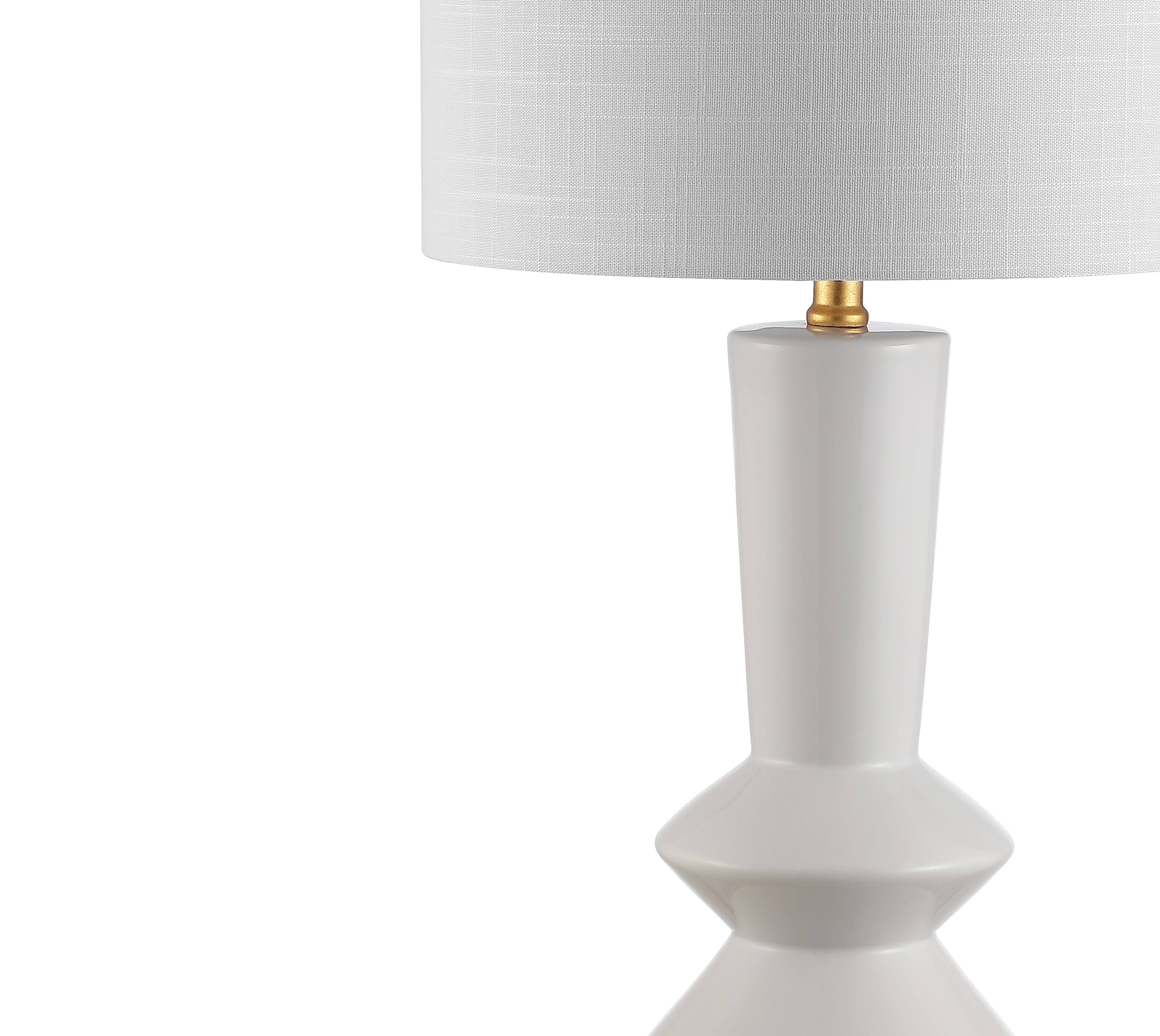 Alt View 4. Jonathan Y - Ziggy 27" Contemporary Glam Ceramic/Iron LED Table Lamp, White/Gold Painting - White/Gold Painting.
