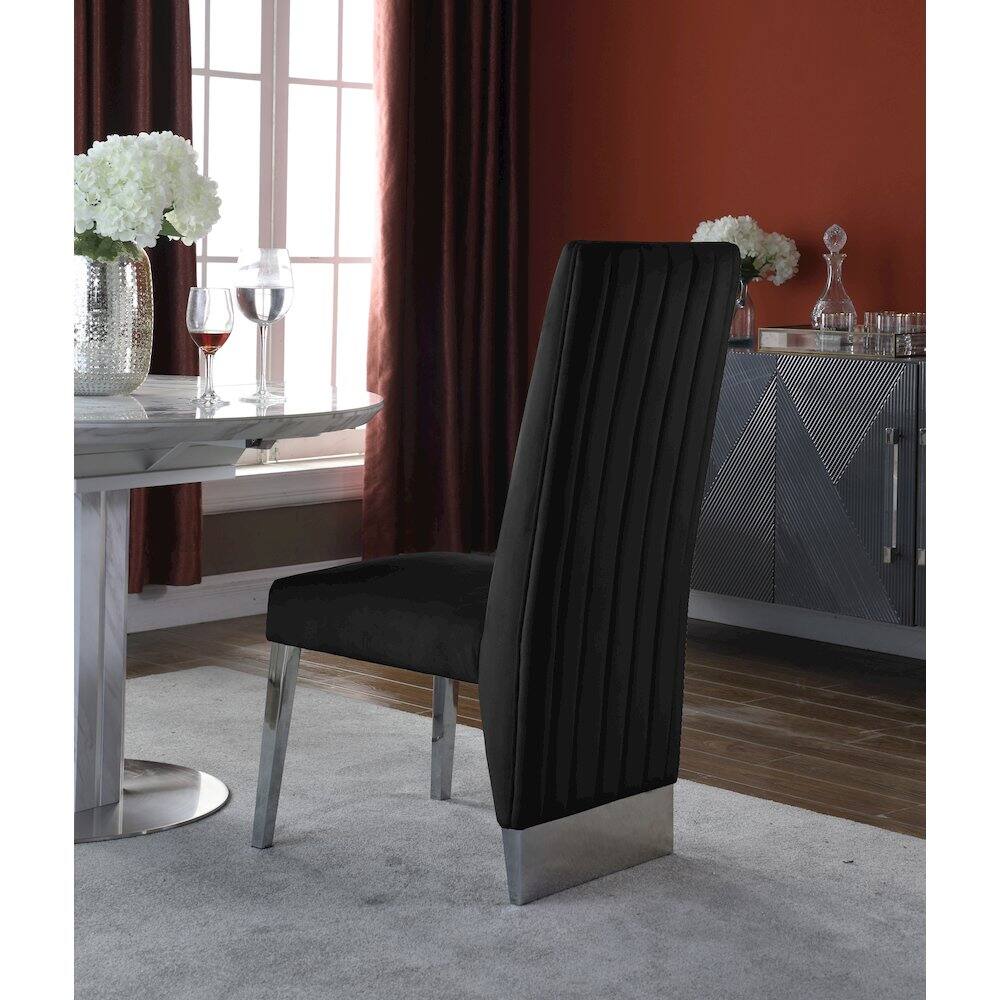 Alt View 1. Meridian Furniture - Porsha Black Velvet Dining Chair, Set of 2 - Black.