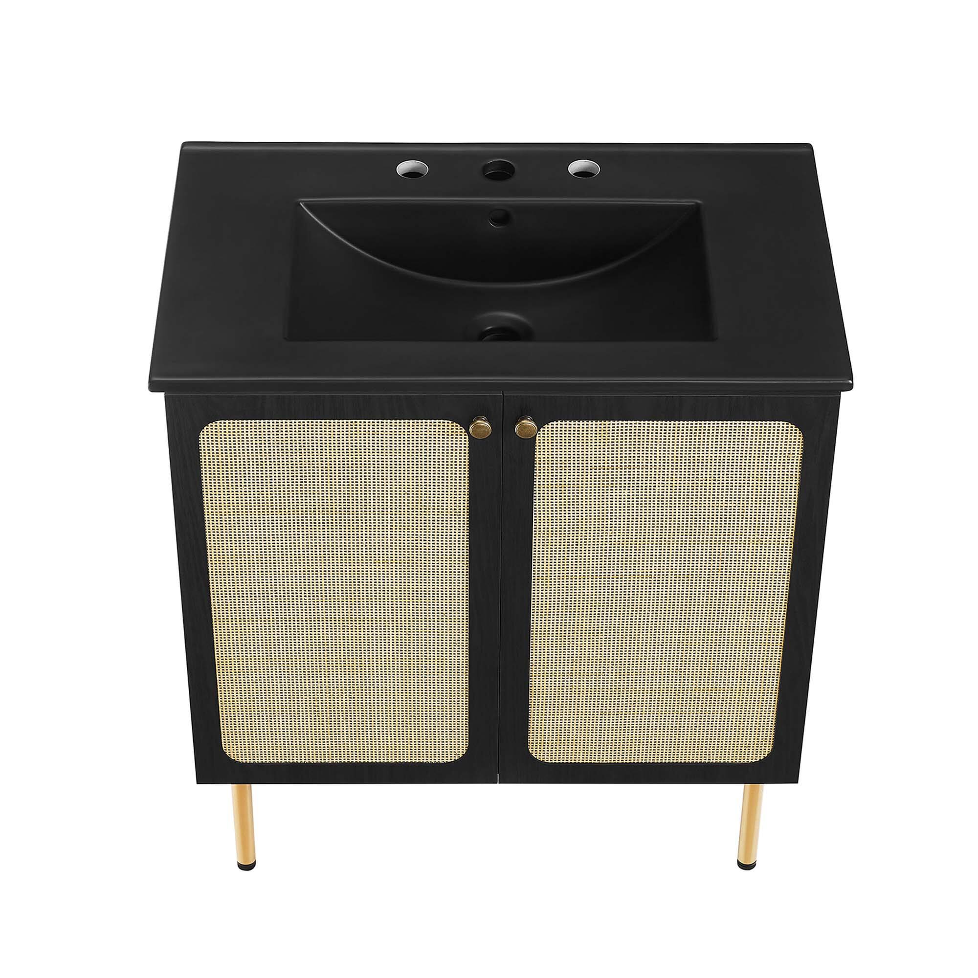 Alt View 10. Modway - Chaucer Bathroom Vanity with Black Basin Included by Modway - Black Black.