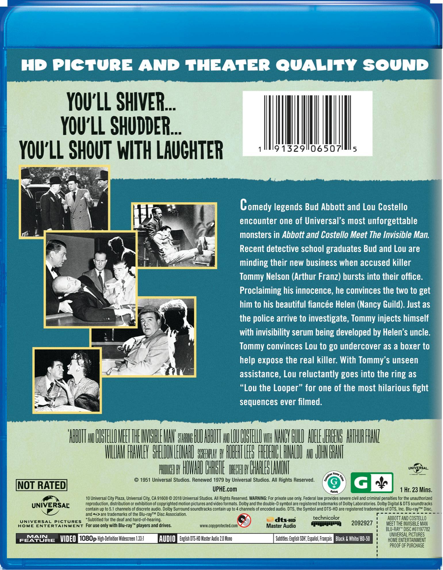 Angle. Abbott and Costello Meet the Invisible Man [Blu-ray].