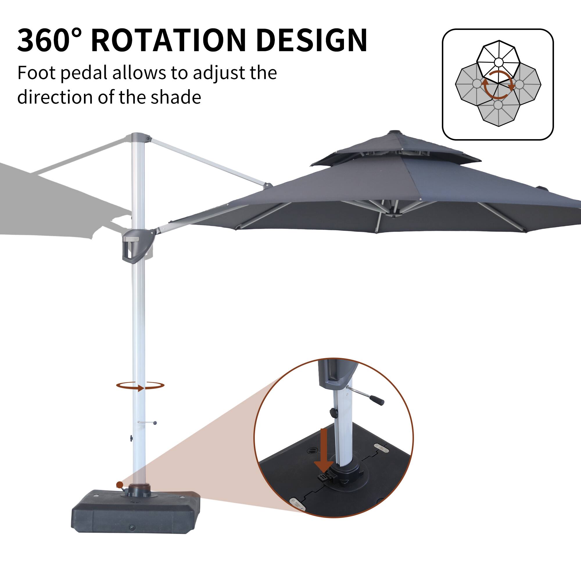 360° ROTATION DESIGN  
Foot pedal allows to adjust the direction of the shade