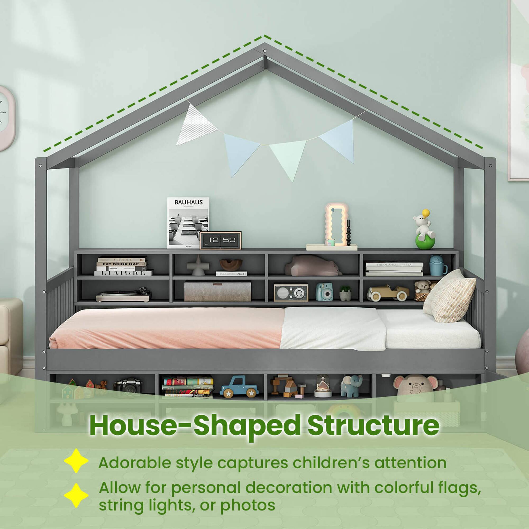 House-Shaped Structure: Adorable style captures children's attention. Allow for personal decoration with colorful flags, string lights, or photos.
