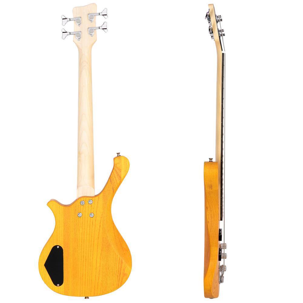 Left. Winado - 36 " Child Electric Bass Rosewood Right Handed Yellow.