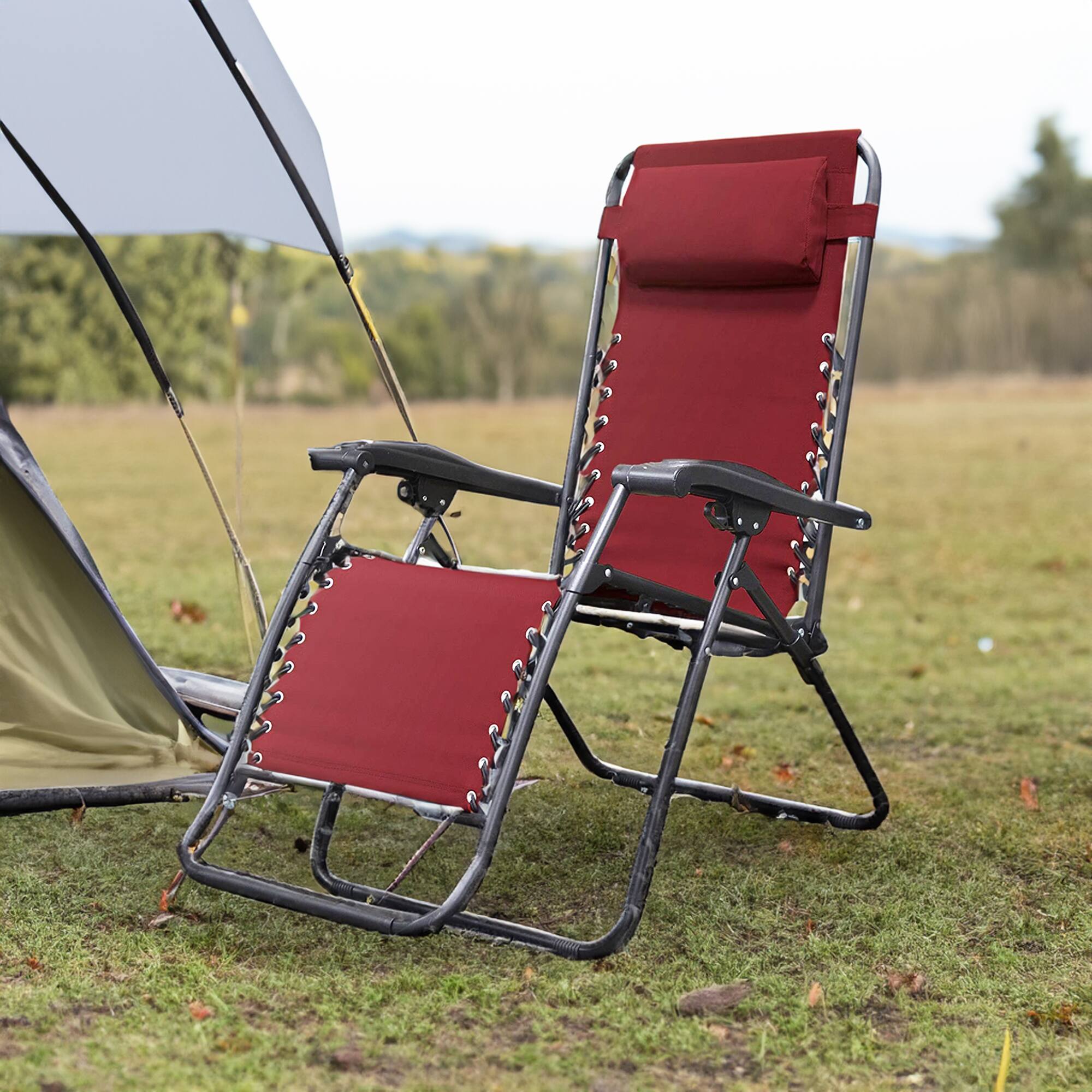 Alt View 2. Caravan Sports - Caravan Sports Zero Gravity Outdoor Folding Camping Patio Lounge Chair, Burgundy - Burgundy.