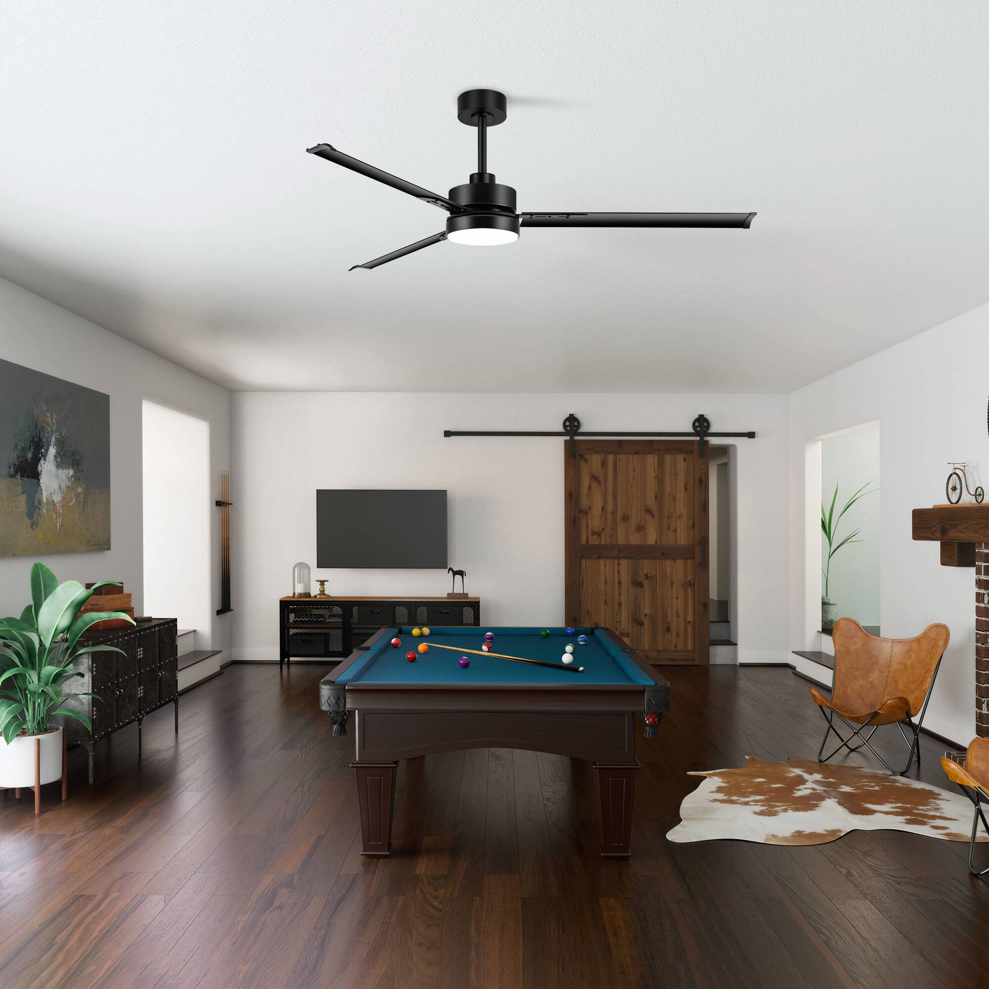 Alt View 1. Breezary - Breezary 65'' Ceiling Fan with 3 Aluminum Blades, 3-Color Light, 6-Speed DC Motor, Remote Control with Timer & Memory - Matte Black.