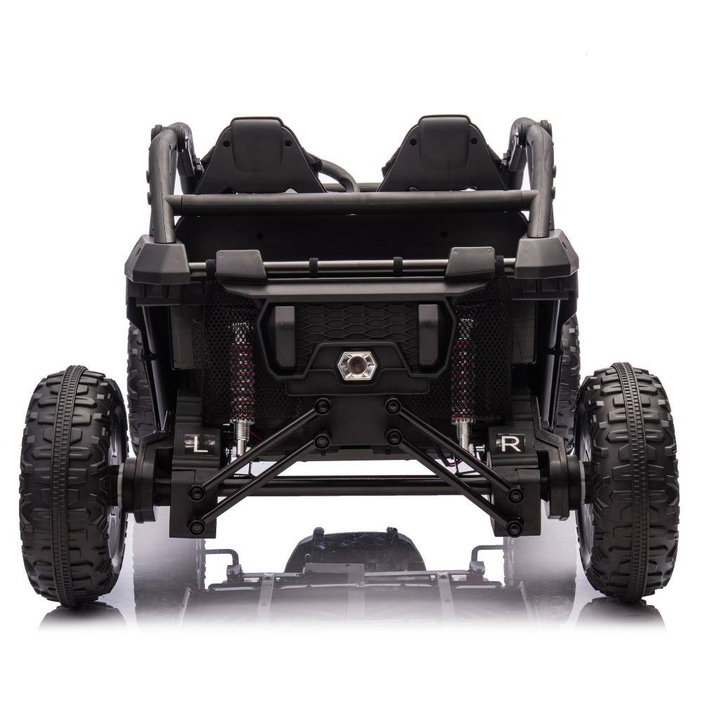 Back. BreeBe - 24V Two-Seater Kids Ride On UTV with Parental Control, 400W, Suspension, Bluetooth, LED, Horn & Storage for Ages 3+ - Black.