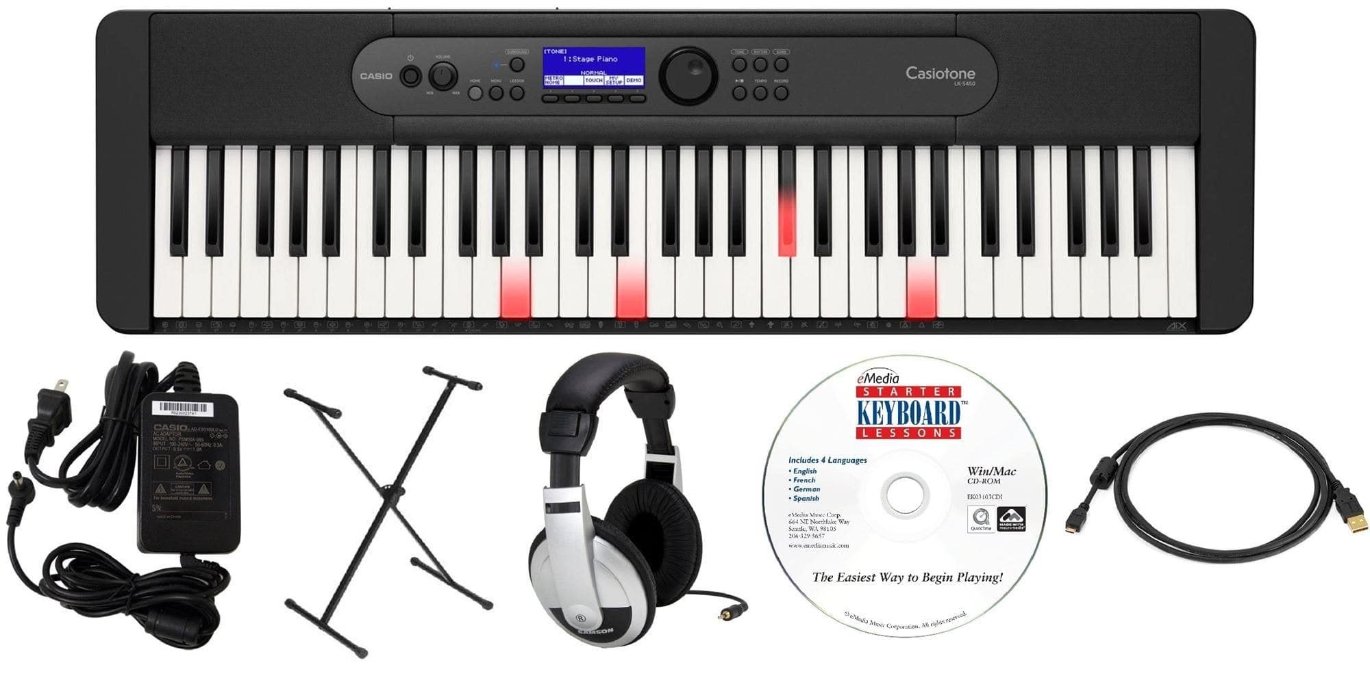 Casio - LKS450 EPA Pack with Stand, Adapter, Headphones, and Software
