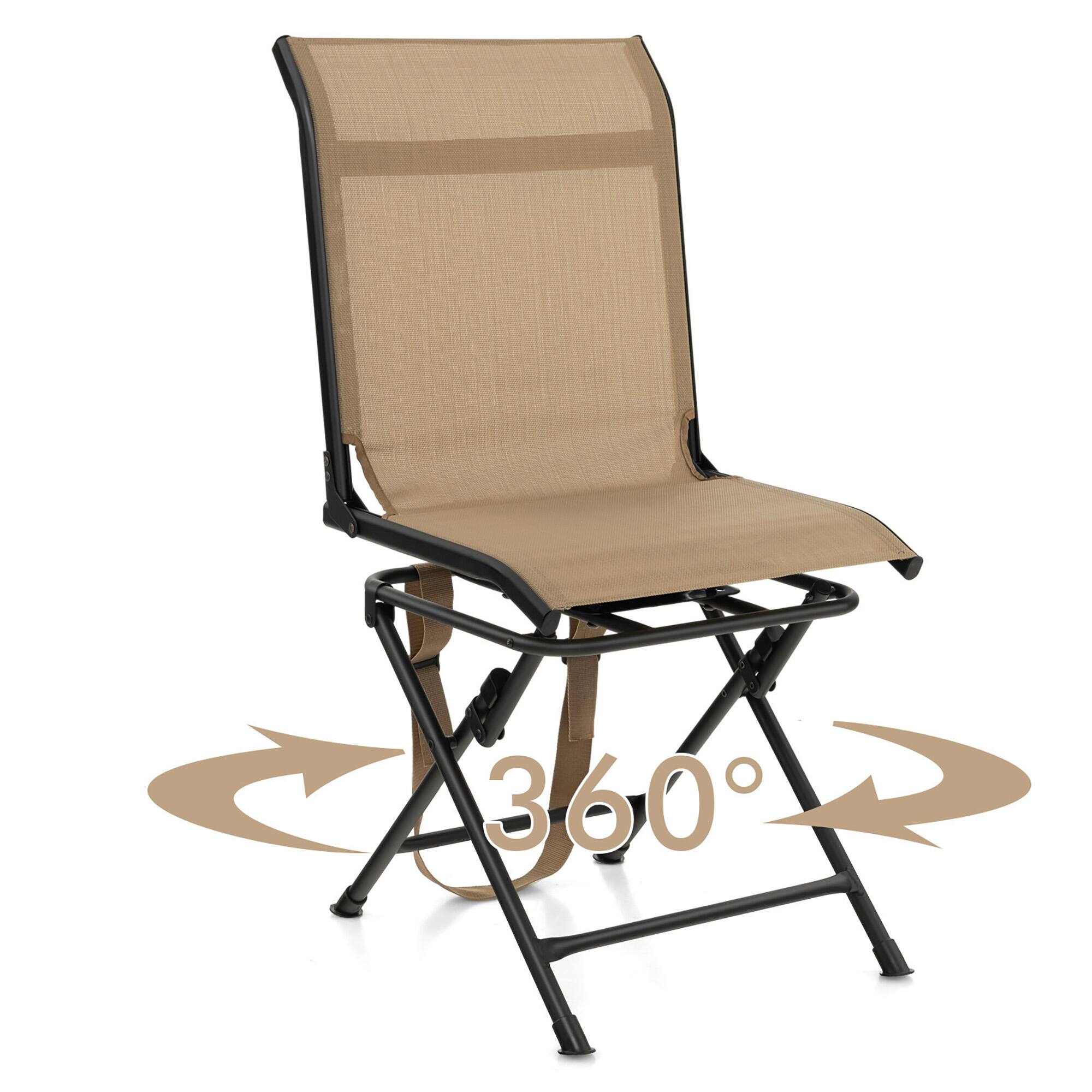 Alt View 8. Gymax - Gymax Folding 360° Silent Swivel Hunting Chair Blind Chair All-weather Outdoor - Brown.