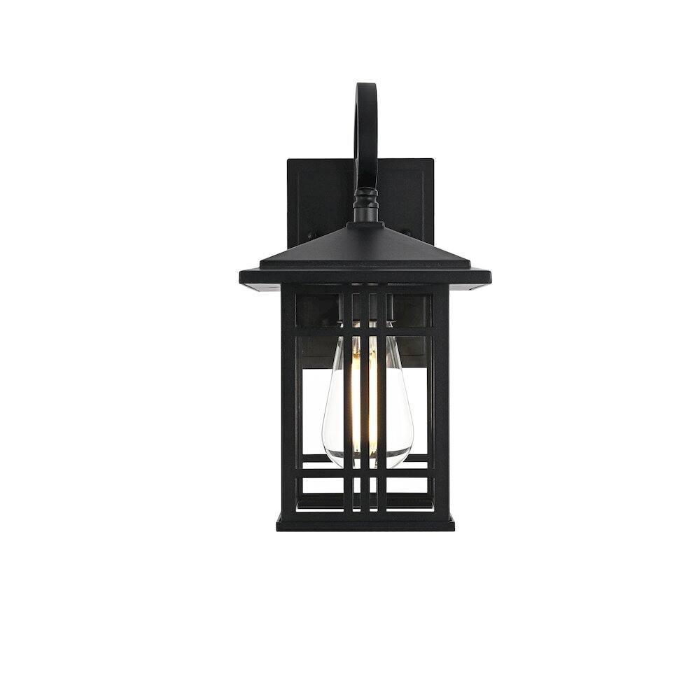 Back. Elegant Lighting - Harley 12 inch Outdoor Wall sconce in Black - Black And Clear.