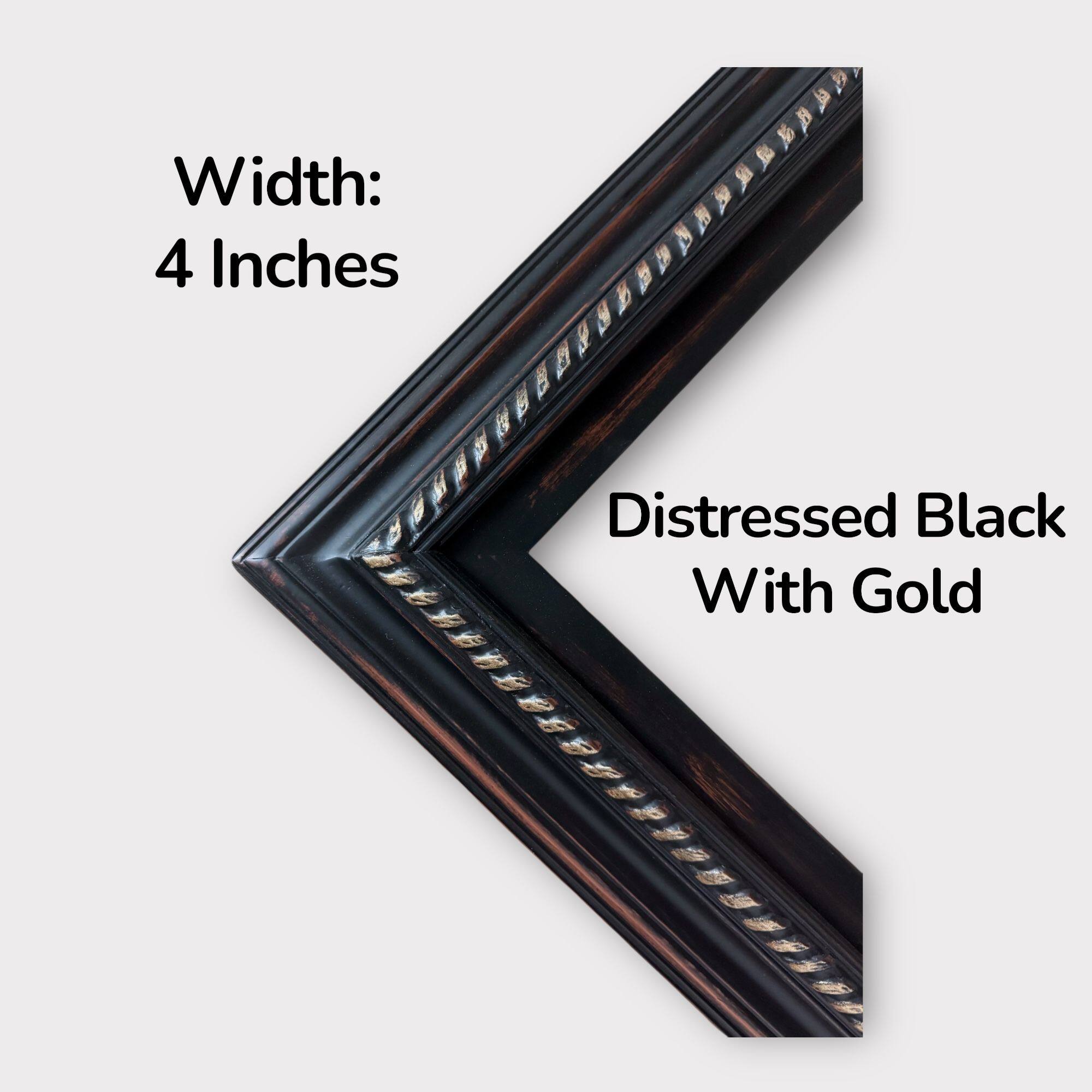 Width: 4 Inches  
Distressed Black With Gold