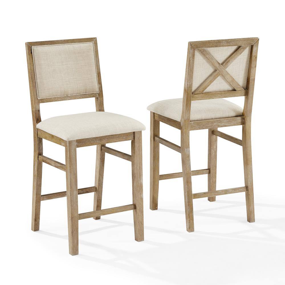 Left. Crosley Furniture - Joanna 2-Piece Upholstered Counter Height Bar Stool Set - 2 Stools - Rustic Brown.
