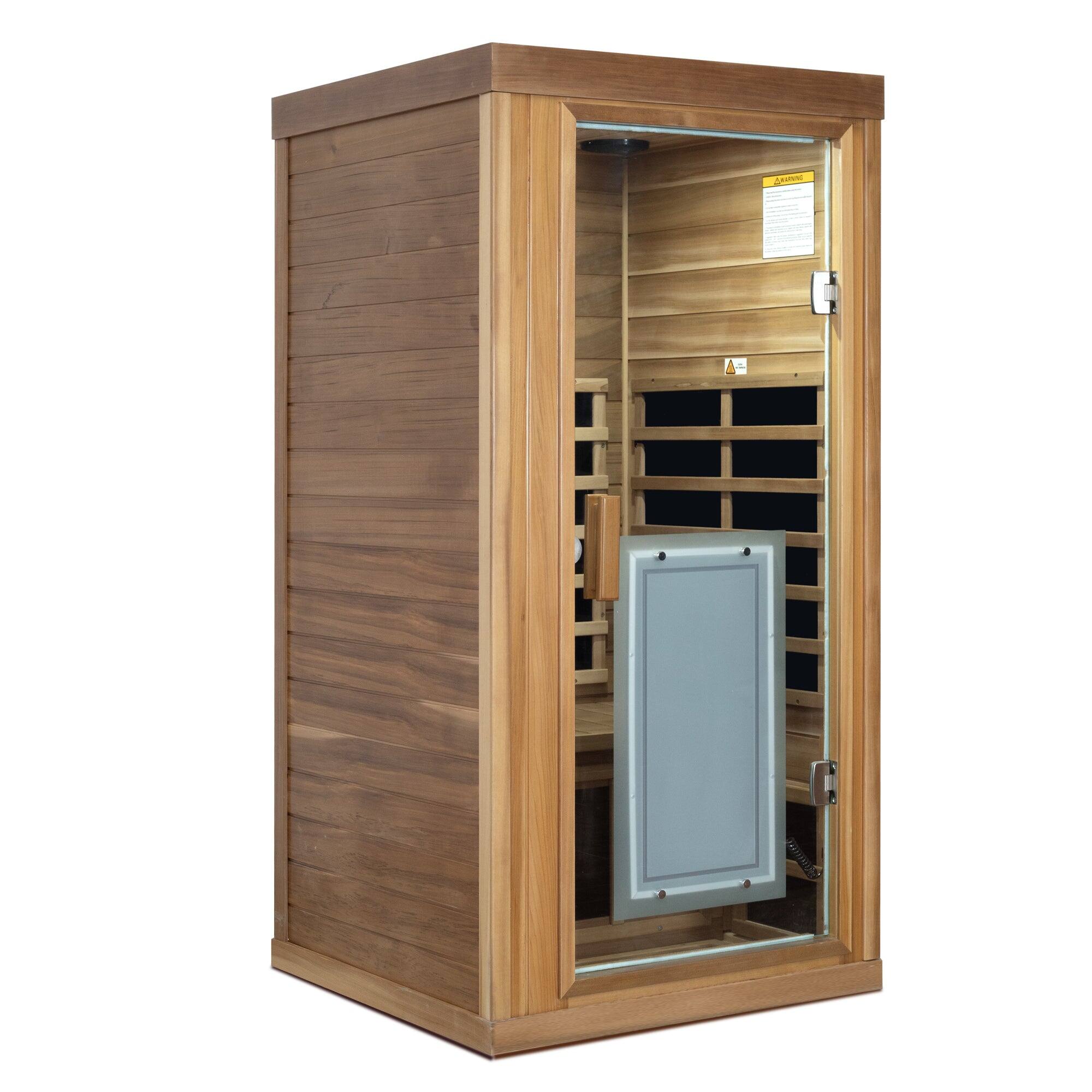 Alt View 6. Boyel Living - One Person Far Infrared Red Cedar Indoor Sauna with Bluetooth and LED Light - Red.