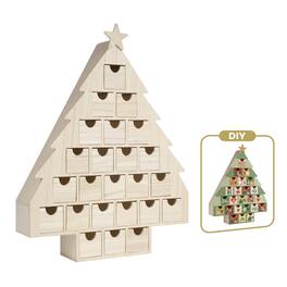 Paradigms Interiors - Christmas Wooden Advent Calendar With Drawers Unfinished Chalet Shaped Countdown Ready To Decorate And Pers - Christmas Tree