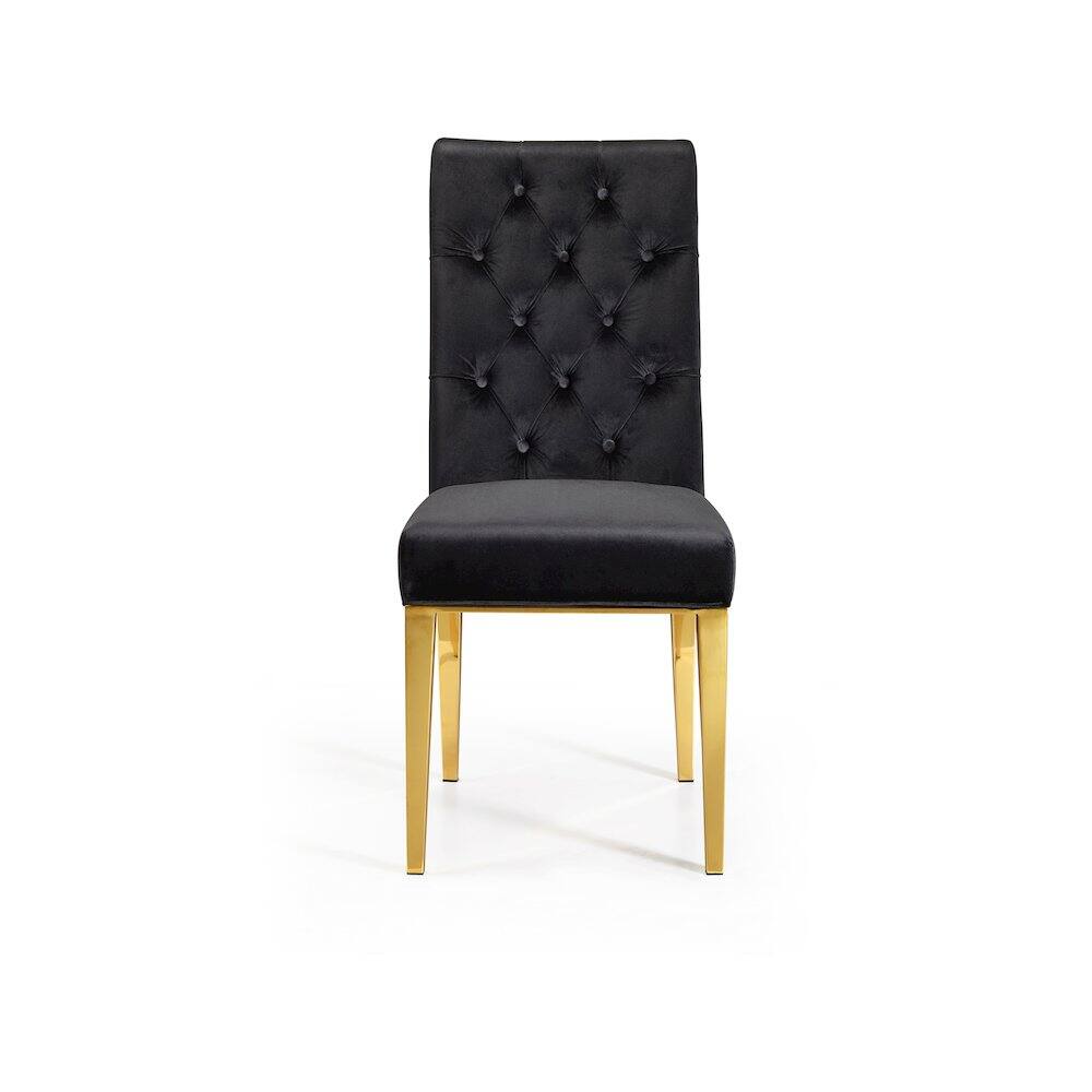 Alt View 1. Meridian Furniture - Capri Black Velvet Dining Chair, Set of 2 - Black.