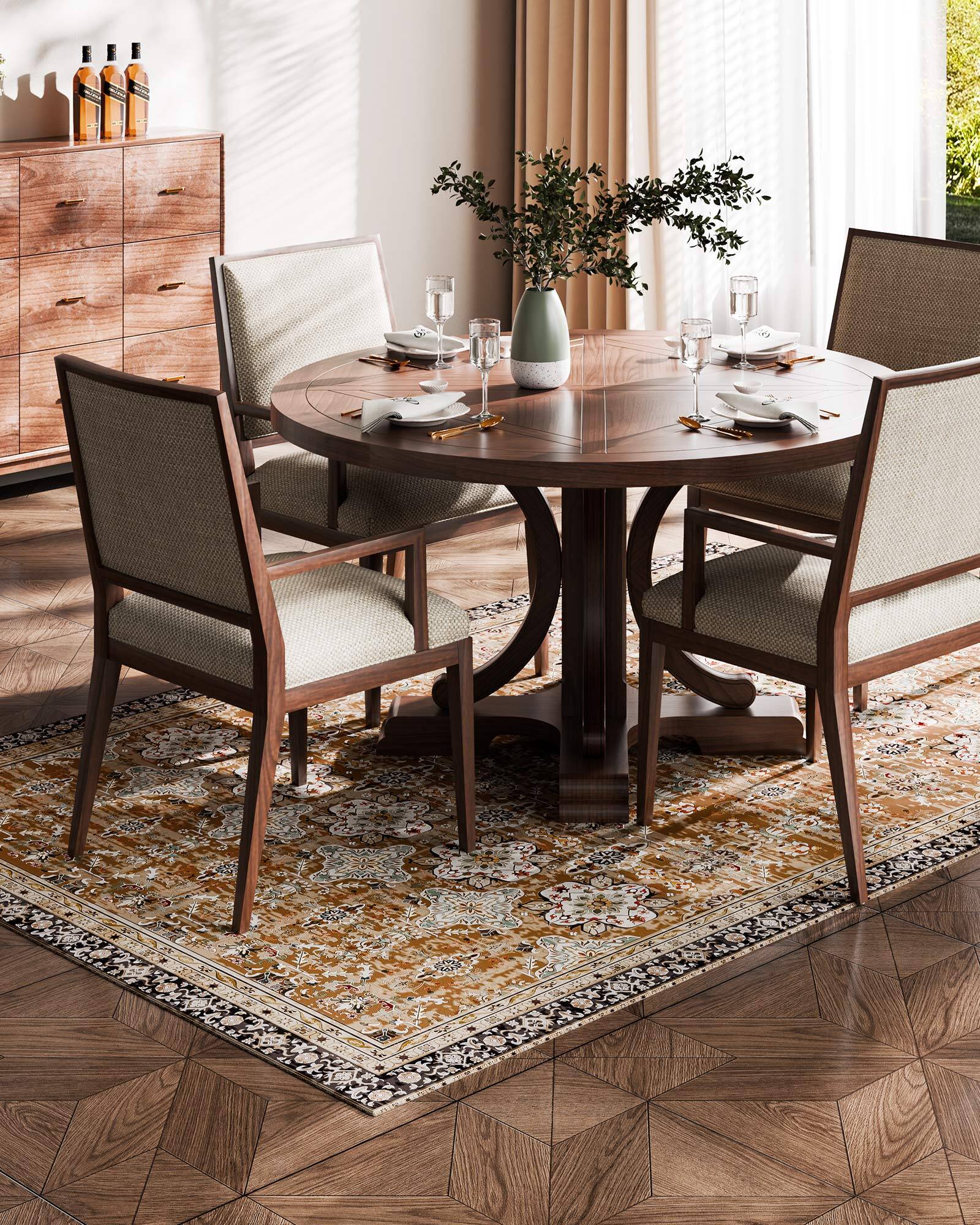 Alt View 1. VEVOR - Area Rug, 6 x 9 ft Large Washable Rug, Non-Slip and Tear-Resistant Soft Carpet, Pet & Child Friendly Vintage Area Rugs - Brown Green.