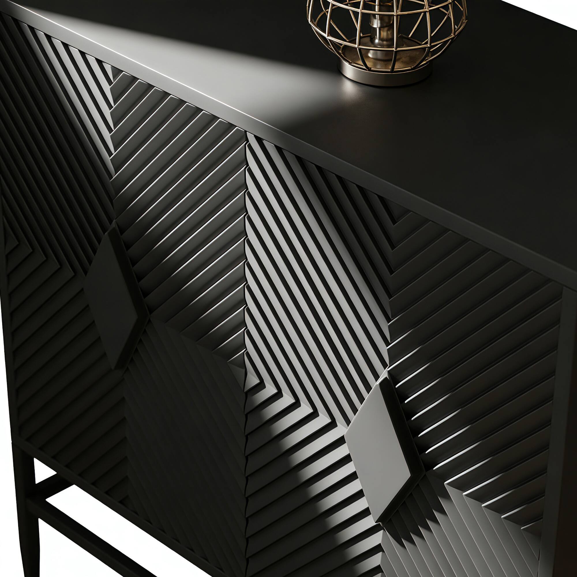 Alt View 5. Loheer - Loheer 31.5-Inch Modern Black Accent Cabinet Two Door Wooden Storage Cabinet with Metal Legs for Living Room - Black.