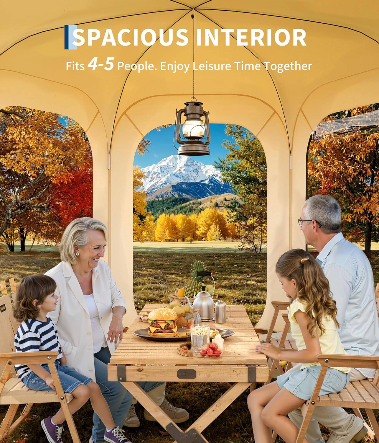 SPACIOUS INTERIOR  
Fits 4-5 People. Enjoy Leisure Time Together