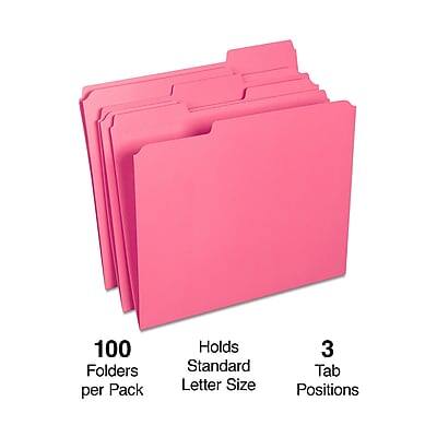 100 Folders per Pack  
Holds Standard Letter Size  
3 Tab Positions