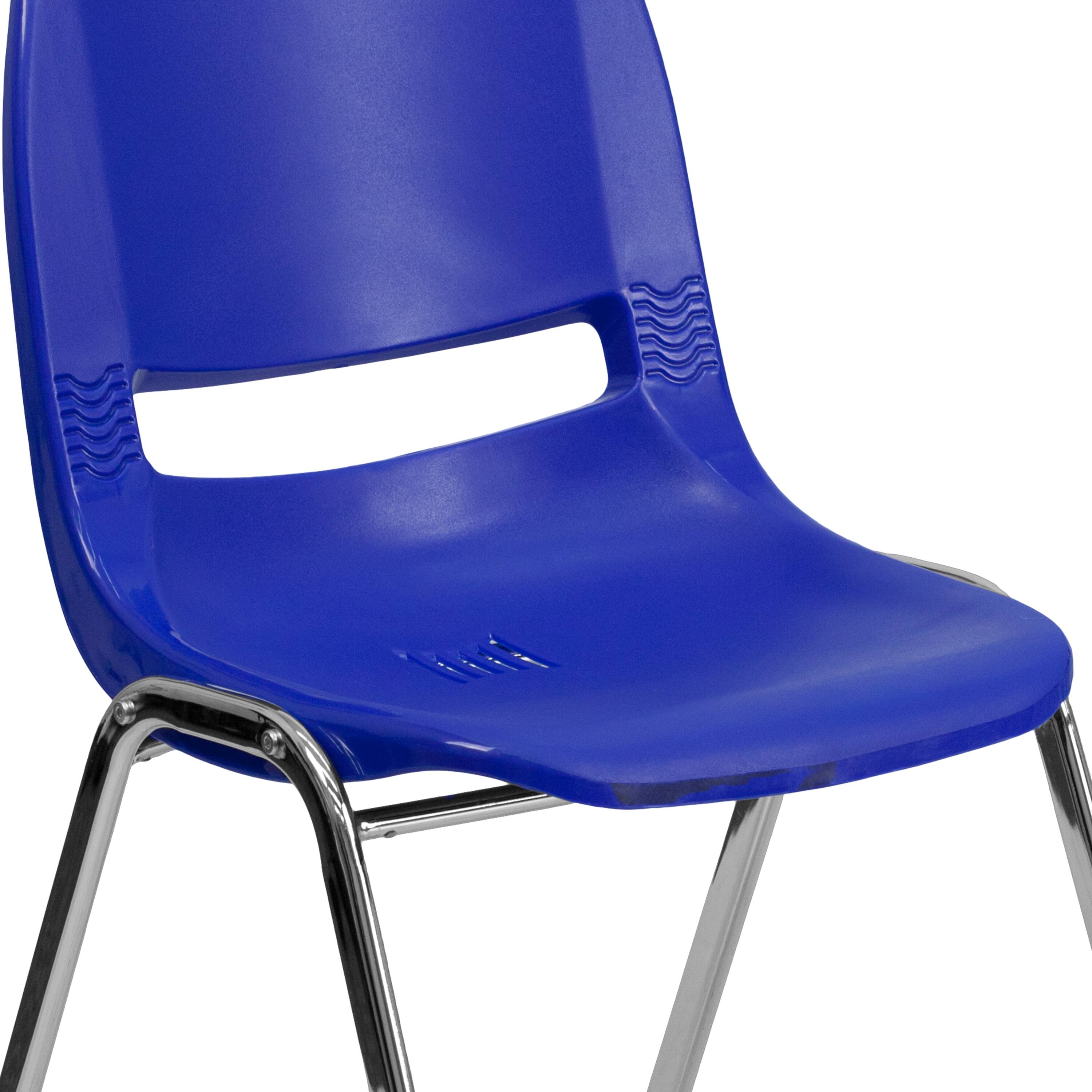 Alt View 10. Emma + Oliver - Ergonomic Chrome Stack Chair - 18" Seat Daycare Home School - Navy Plastic/Chrome Frame.