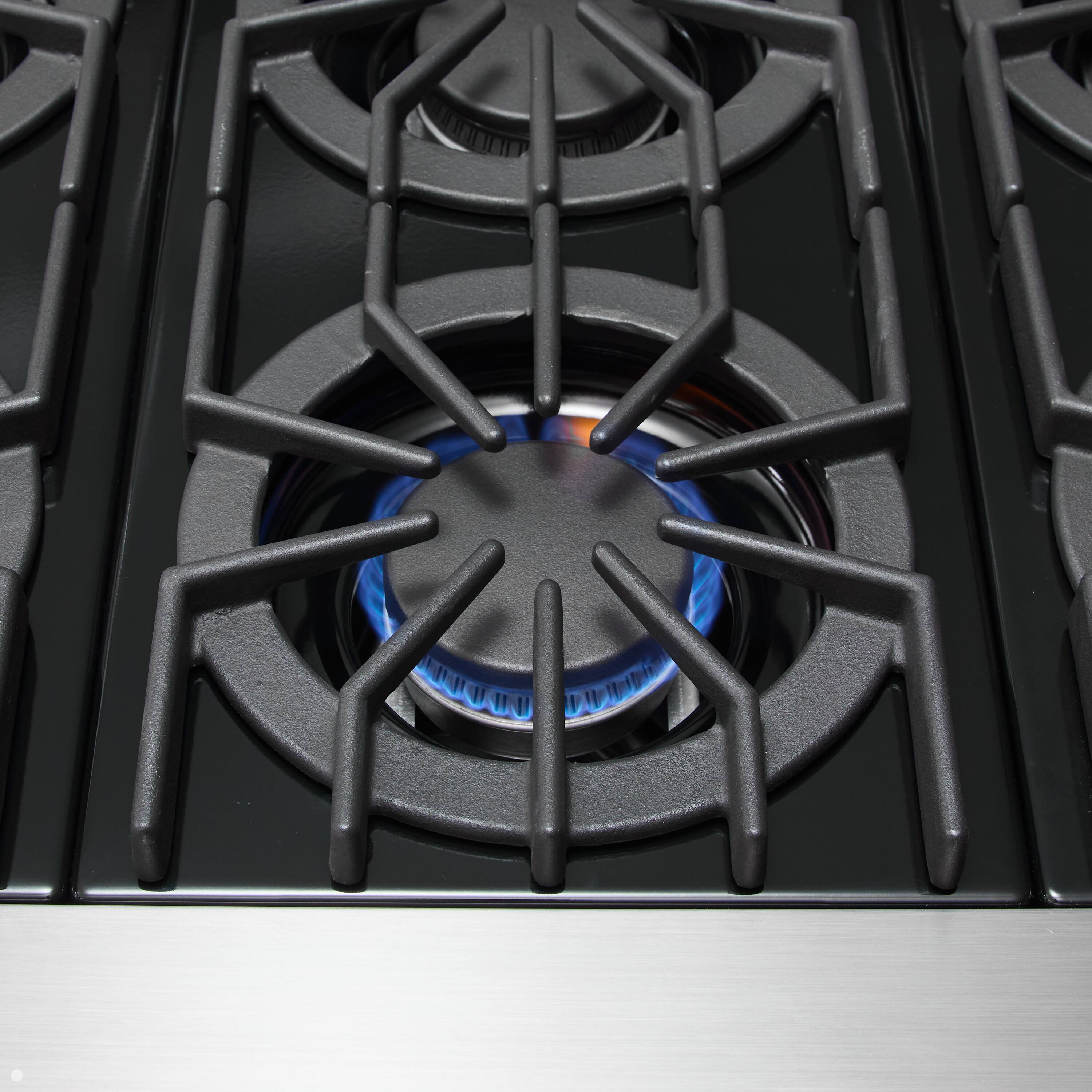 Alt View 5. Viking - Pro 5 Series 6.1 Cu. Ft. Freestanding Open 8 Burner Gas Convection Range - Nantucket w. Brushed Brass - Nantucket.