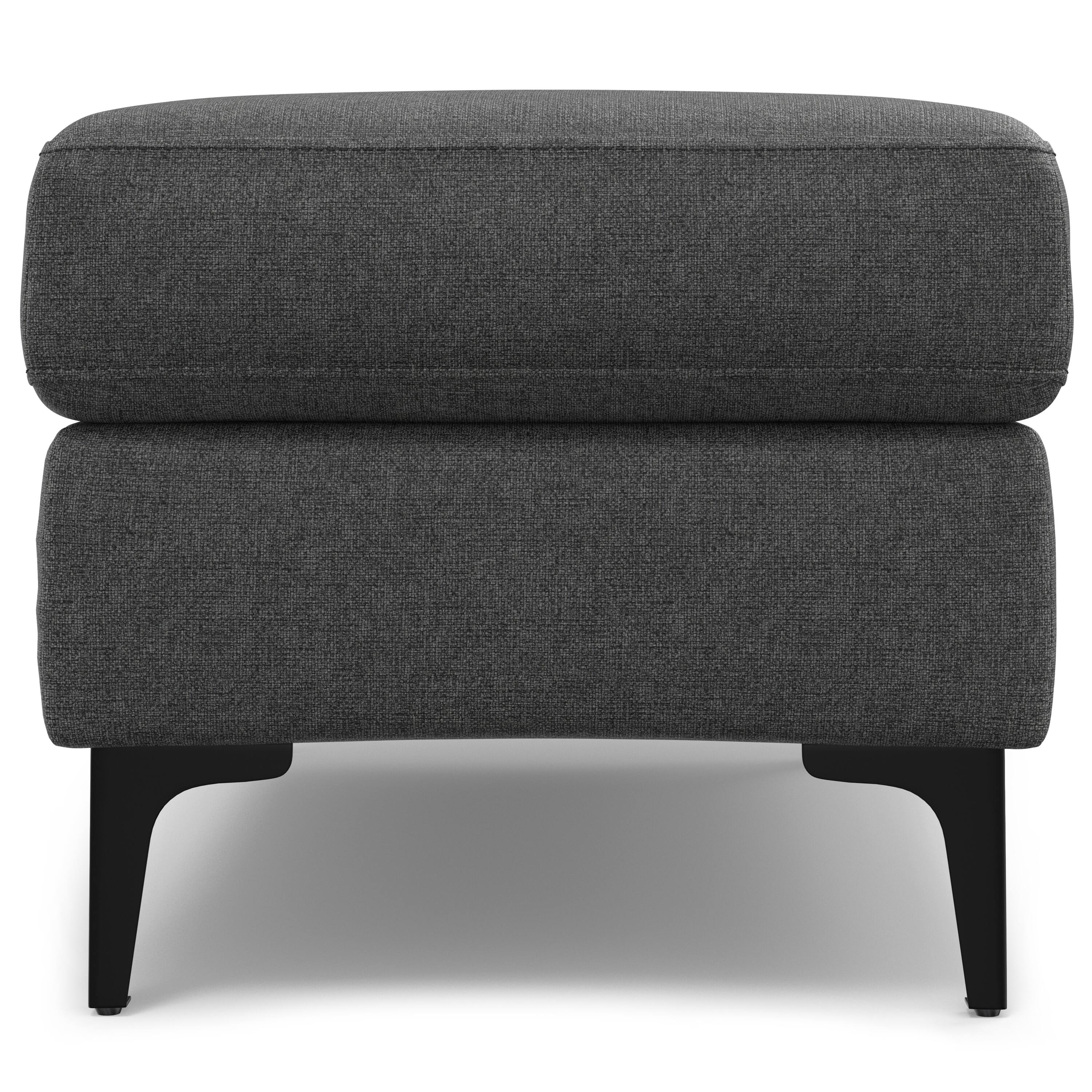 Alt View 1. Simpli Home - Ava Ottoman in Tightly Woven Performance Fabric - Pebble Grey.