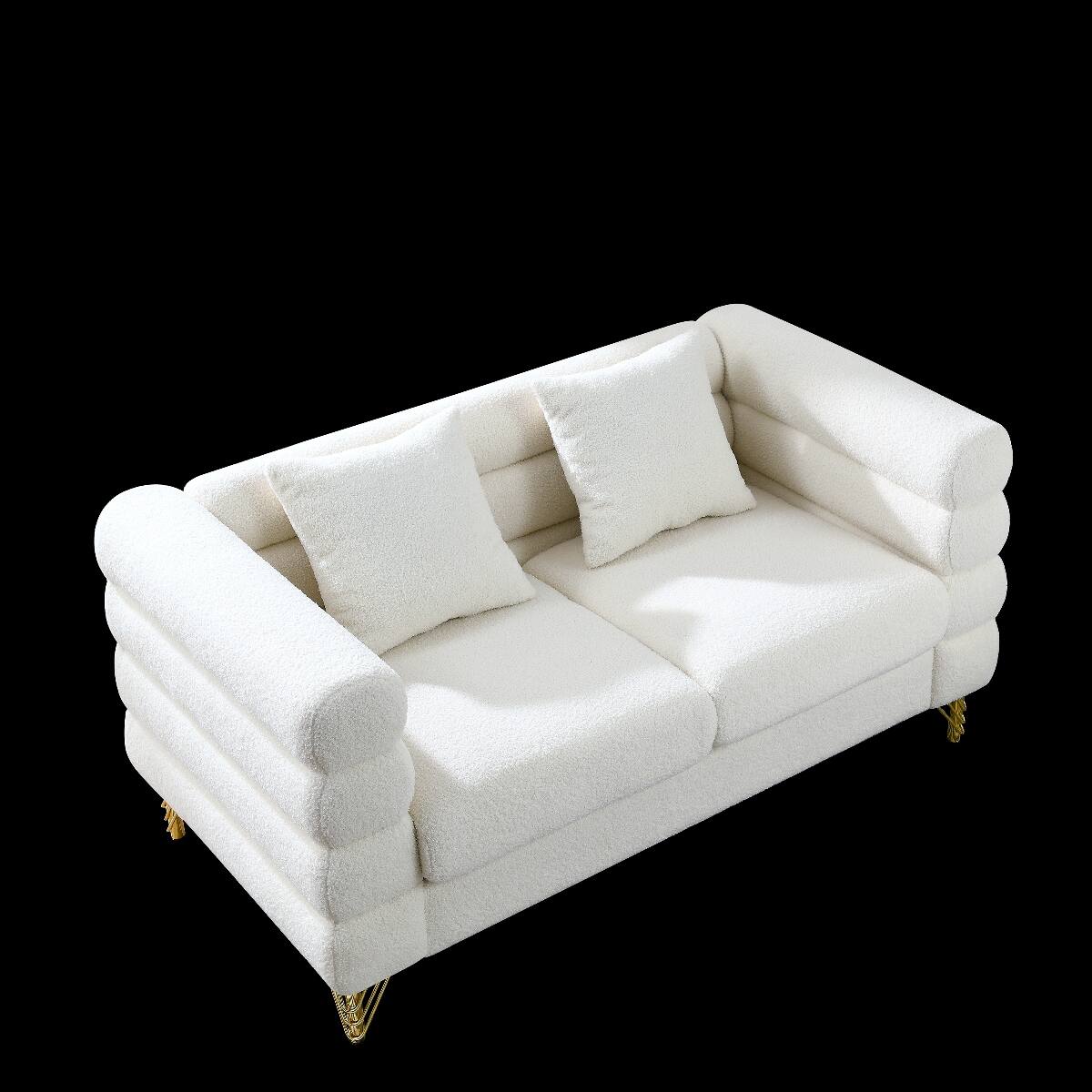 Alt View 1. Ropilly - Ropilly 60 Inch 2 Seater Sofa Ivory Teddy Upholstery Deep Seating for Living Room Bedroom - Ivory.