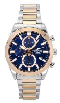 Casio - Edifice Analog Chronograph Two Tone Stainless Steel Dial Quartz EFB-710SG-2AV 100M Men's Watch - Blue