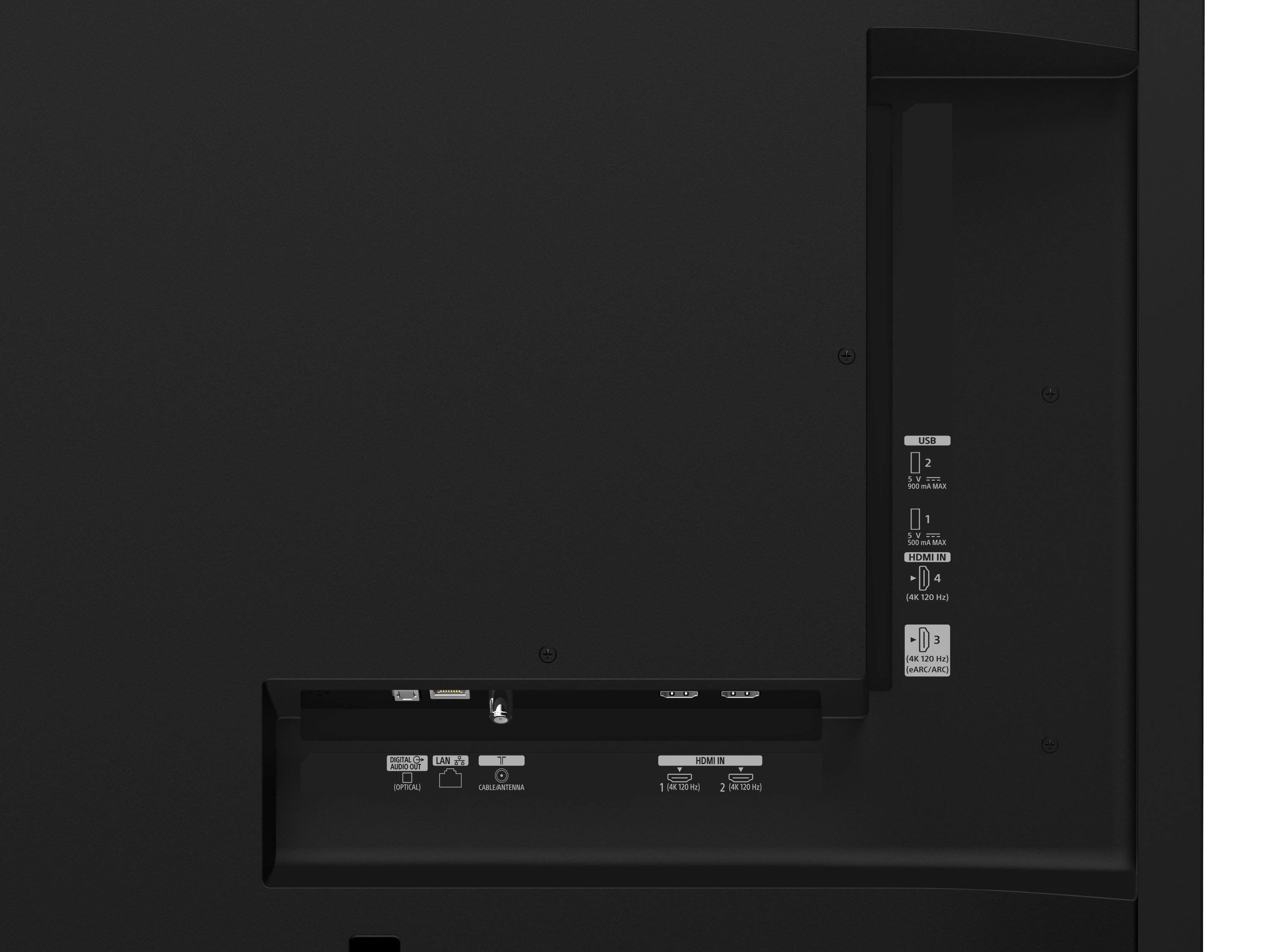 USB
2 5 V E ... m/k MILK
1
a ... SOO with MAX
HDMI IN
4
(4K 120 Hz)
3
(4K 120 Hz) ARC/ARC
CEATIRALL or AWDHO not
LAN ...
HDMI IN
(OPTICAL)
CABLE/ANTENNA
1 (4K 170 Hz)
2 (40 150 Hz)