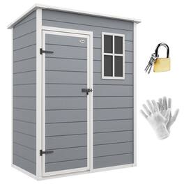 Outsunny - 5' x 3' Resin Outdoor Storage Shed with Floor, Garden Shed with Lockable Door, Window and Vent - Gray