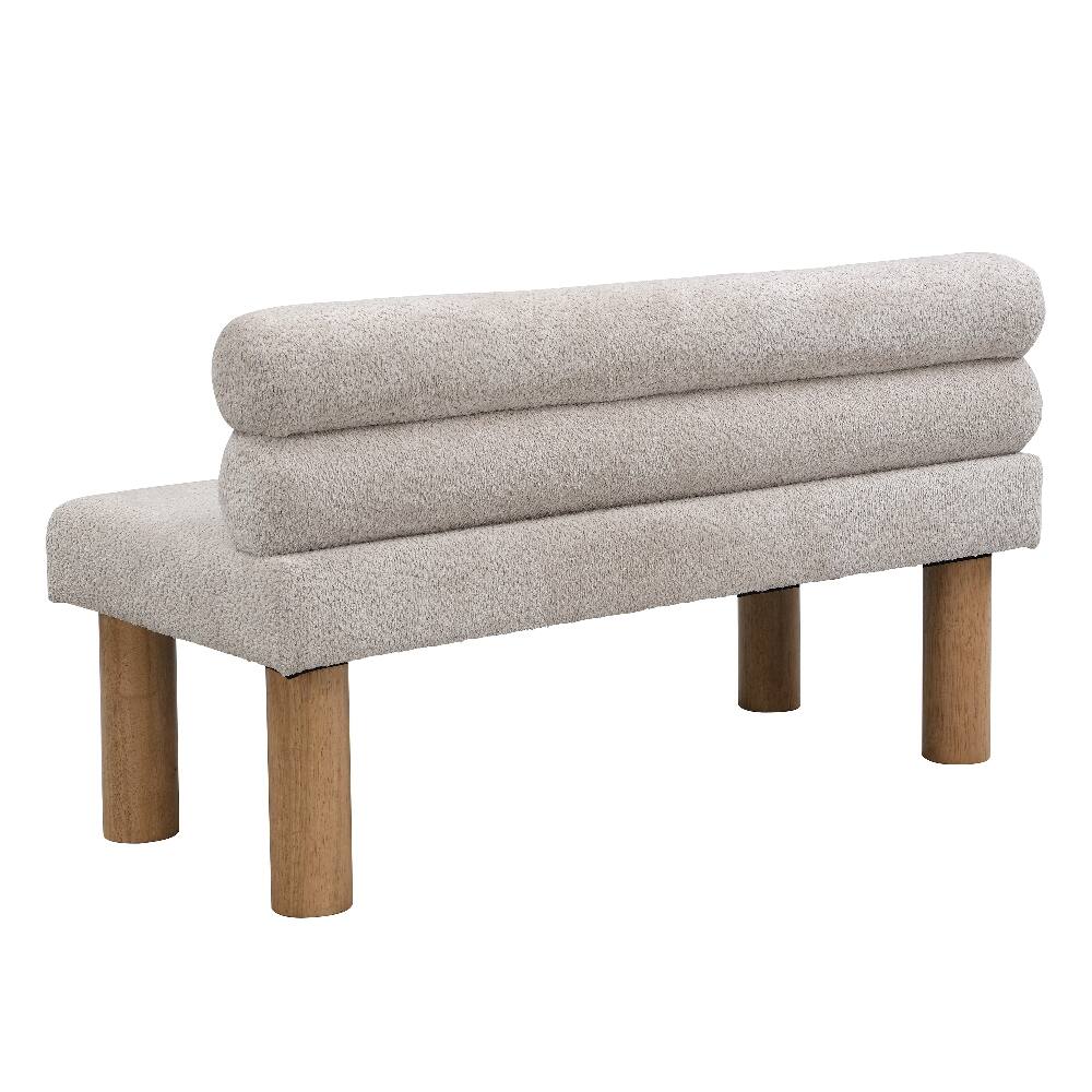 Alt View 4. Ropilly - Ropilly Light Grey Upholstered Dining Bench with Backrest, Space-Saving Entryway and End of Bed Bench, Rubber Wood Legs - Light Grey.