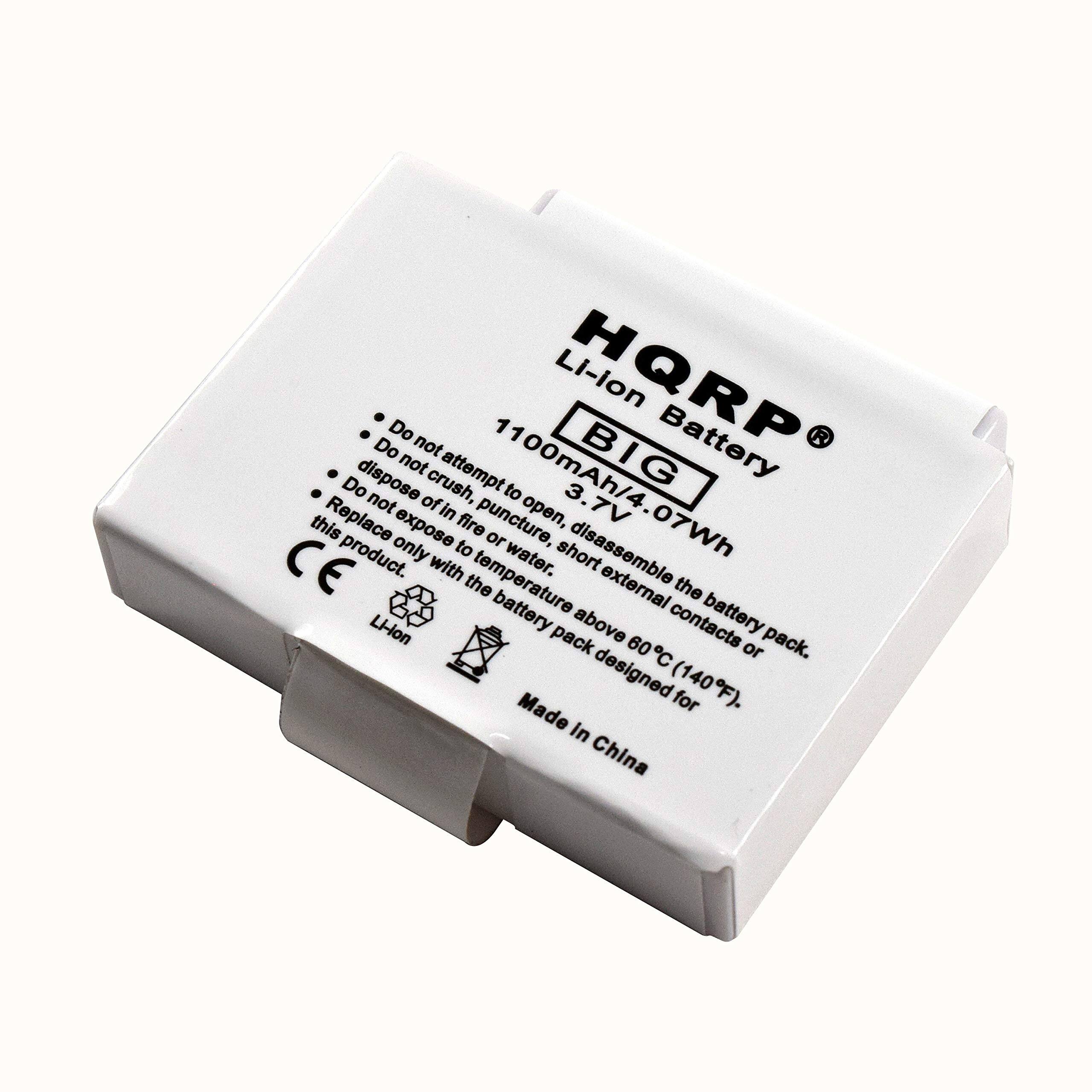 Li-ion HQRP Battery  
BIG  
1100mAh/4.37V 0.7Wh  
Made in China  

- Do not attempt to open, disassemble or replace the battery pack.  
- Do not crush, puncture, expose to fire or dispose of in water.  
- Do not expose to temperature above 60°C (140°F).  
- Do not expose to short external contacts or assemble the battery pack.  
- Replace only with the battery pack designed for this product.  

CE  
Li-ion
