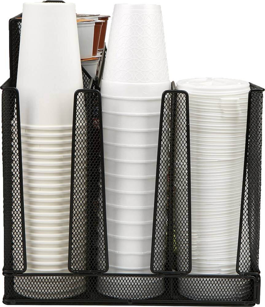 Alt View 15. Mind Reader - Cup and Condiment Station, Countertop Org, Coffee Bar, Kitchen, Metal Mesh, 23.75"L x 11.5"W x 12.5"H - Black.