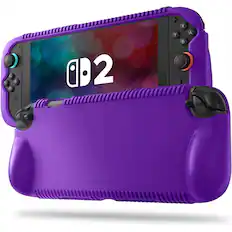 Front. Kitcheniva - Soft Silicone Case For Nintendo Switch 2 2025 With Game Card Slots Purple - Purple.