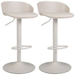 Gymax - Set of 2 Adjustable Swivel Bar Stools w/ Back & Footrest Loads 330 Lbs Each Cream - Beige