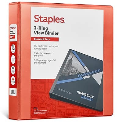 "Staples - 1 1/2"" 3-Ring View Binder, D-Ring - Orange" price history on PriceWatchPro