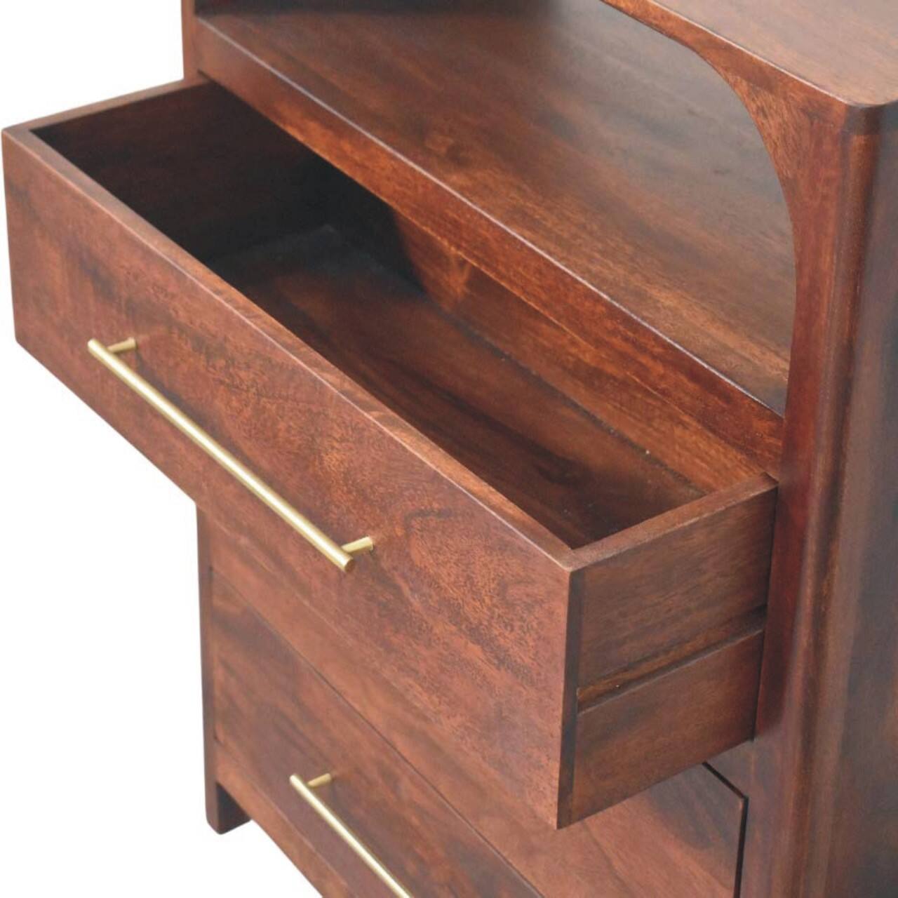 Alt View 2. Artisan Furniture - Artisan Furniture Solid Wood Arched Edge 3 Drawer Chest, Brown - Brown.