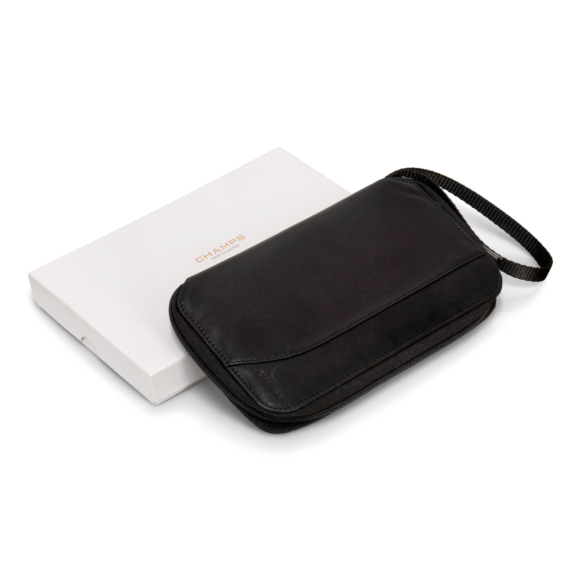 Alt View 2. Champs - Onyx Collection Leather Multi Passport Case - Black.