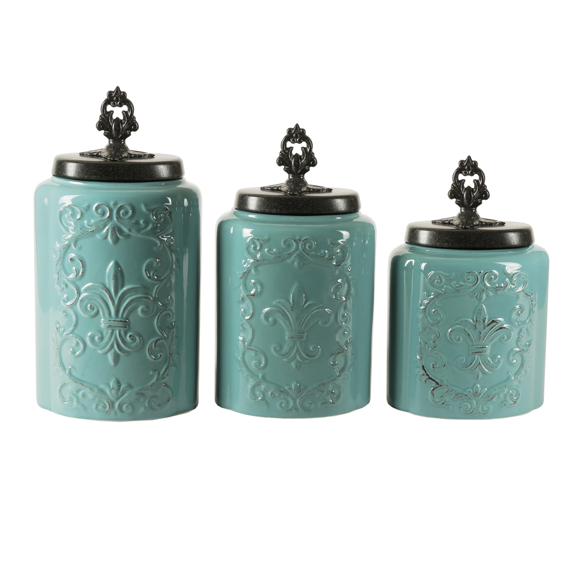 American Atelier - Blue Antique Set of 3 Canister