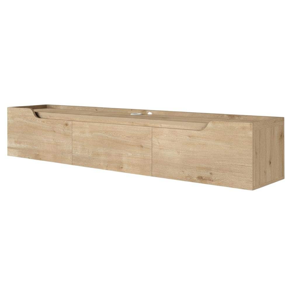 FurniFact - Wall-Mounted TV Stand for Up to 80 Inch Televisions with Engineered Wood - Beige