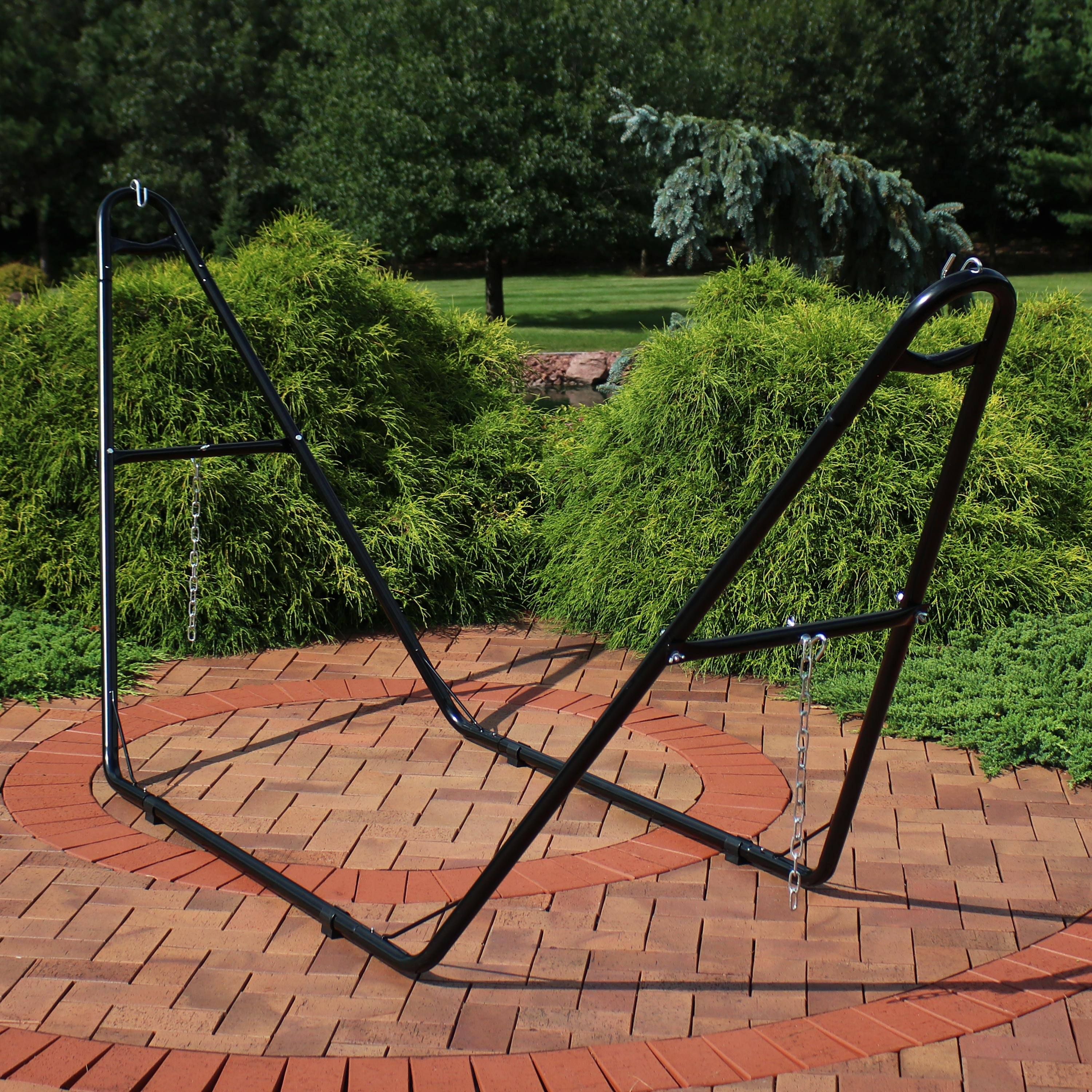 Alt View 5. Sunnydaze - Powder-Coated Steel Universal Hammock Stand - 124 in - Black.