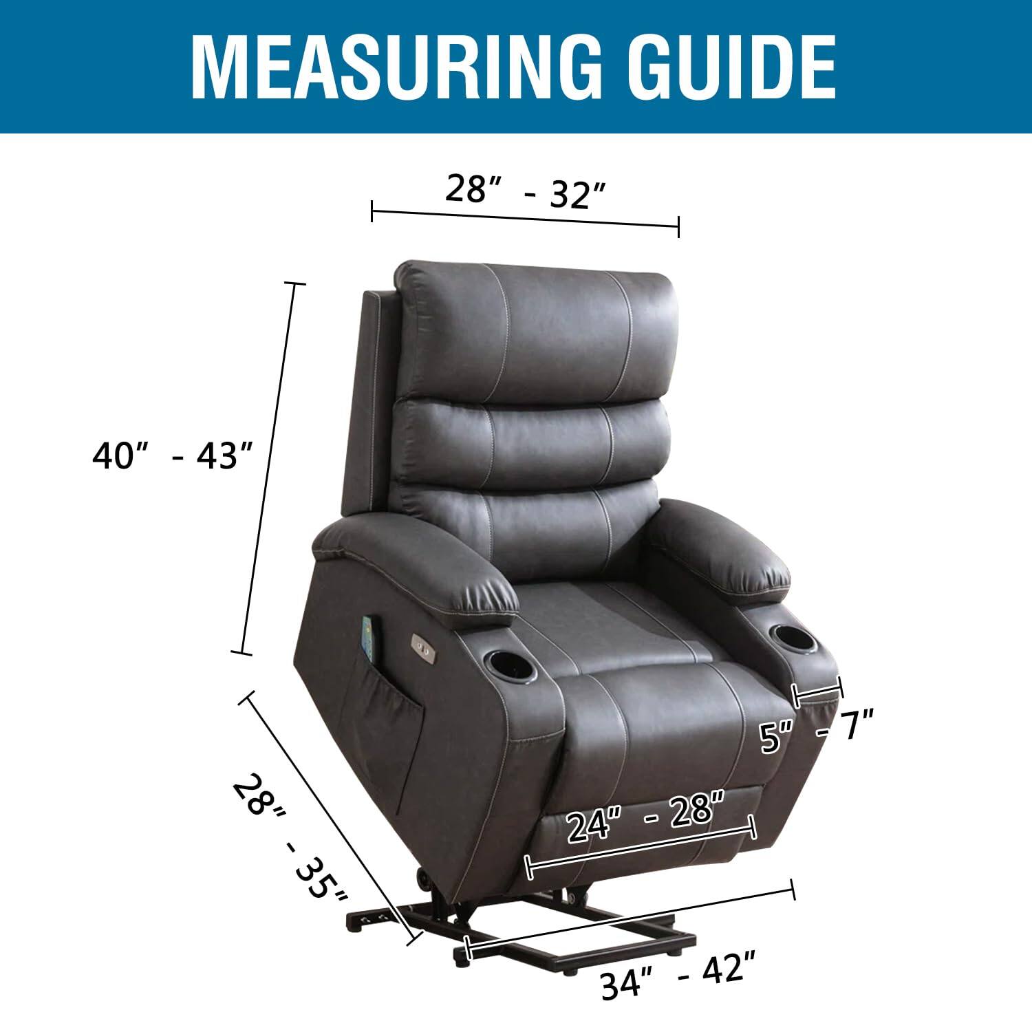 MEASURING GUIDE

- 28" - 32"
- 40" - 43"
- 28" - 35"
- 24" - 28"
- 34" - 42"
- 5" - 7"