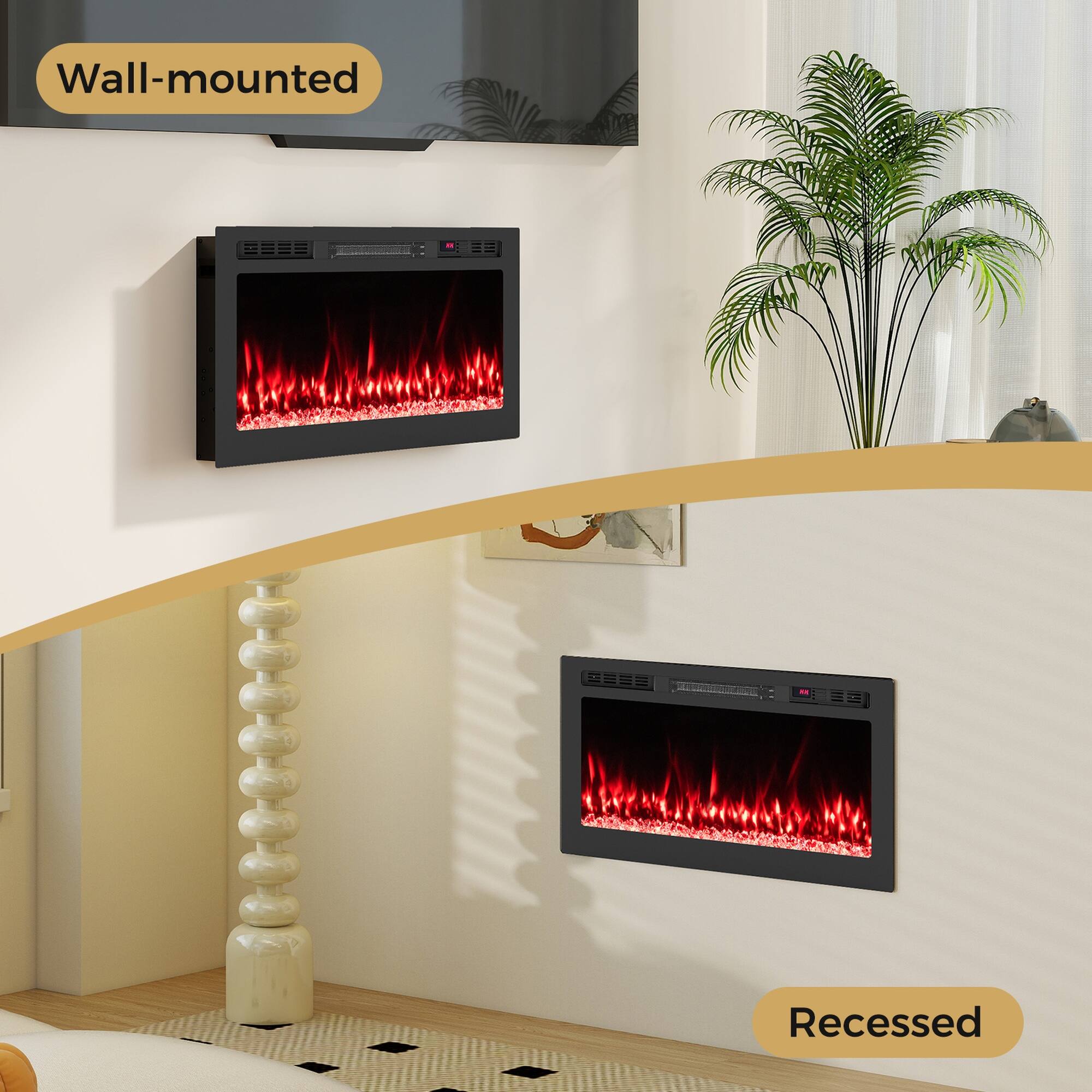 Wall-mounted

Recessed