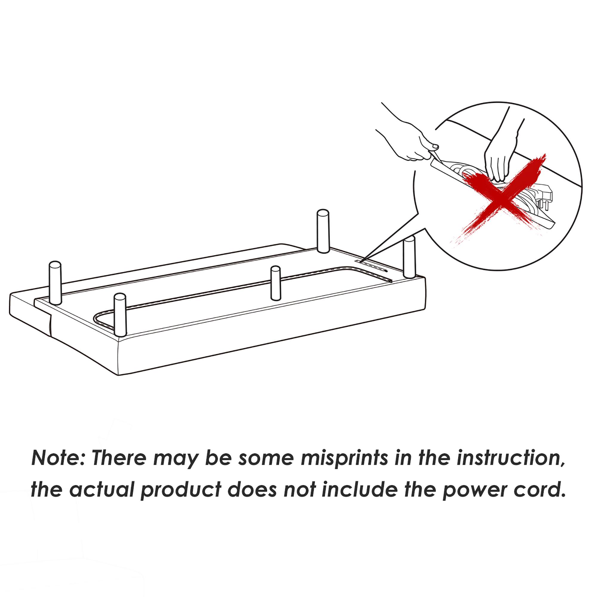 Note: There may be some misprints in the instruction, the actual product does not include the power cord.