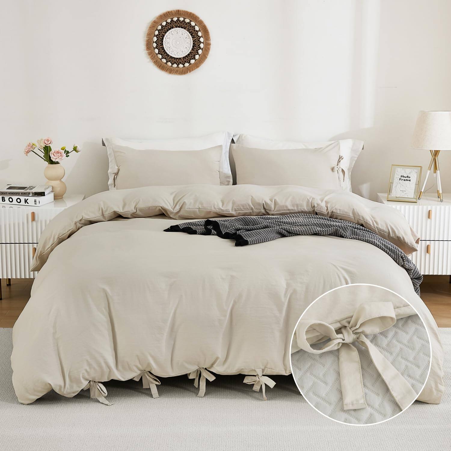 Beige (No Comforter)-Queen (90" x 90")