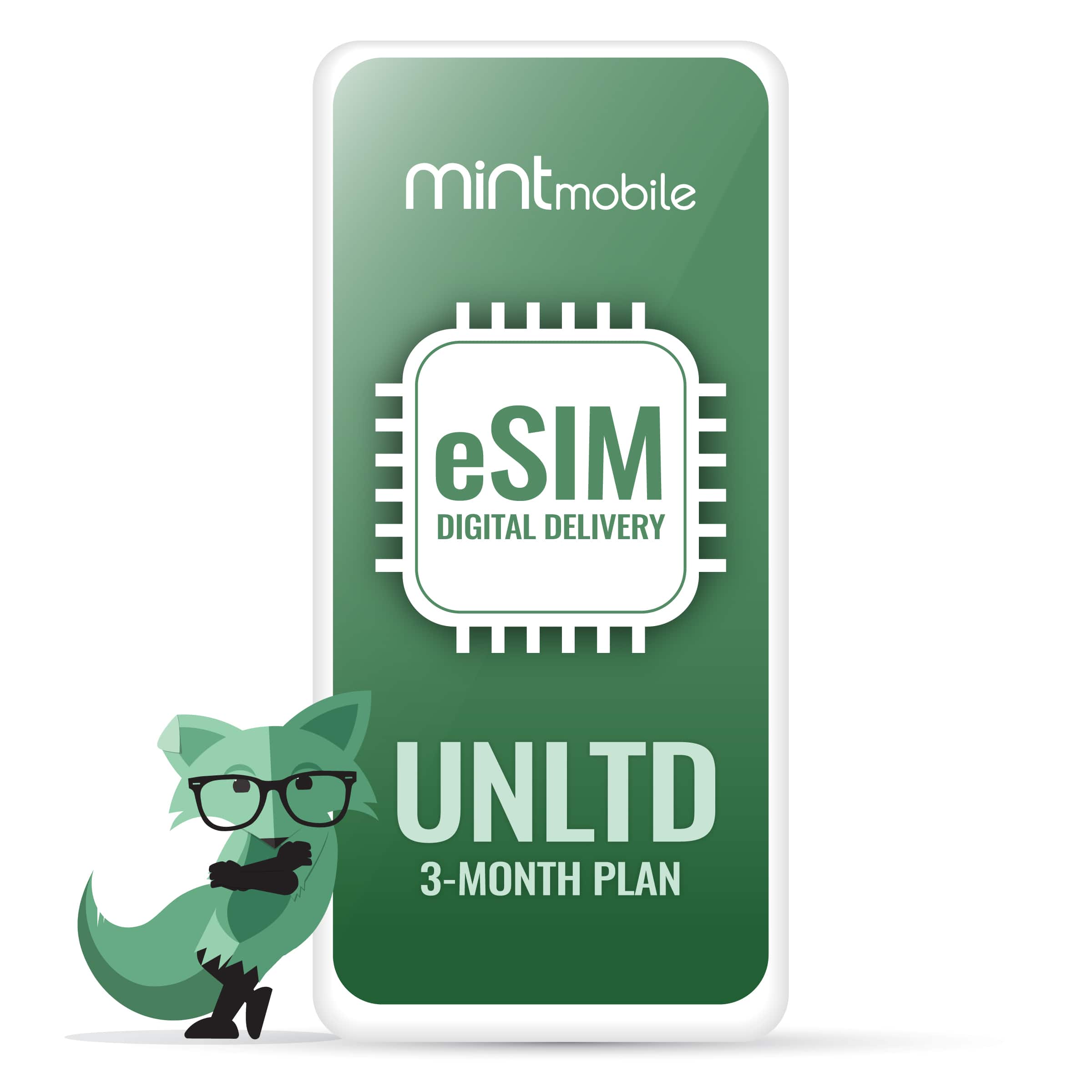 Mint Mobile - 3-Month Unlimited eSIM Prepaid Plan (Digital Delivery) - Mint Green - Front_Zoom