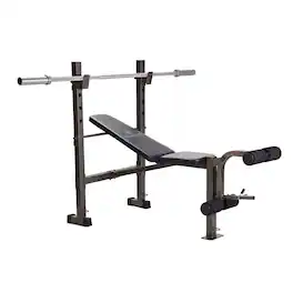 Stamina Products - Stamina Adjustable Steel Weight Bench Barbell Rack Combo Set for Home Gym - Black