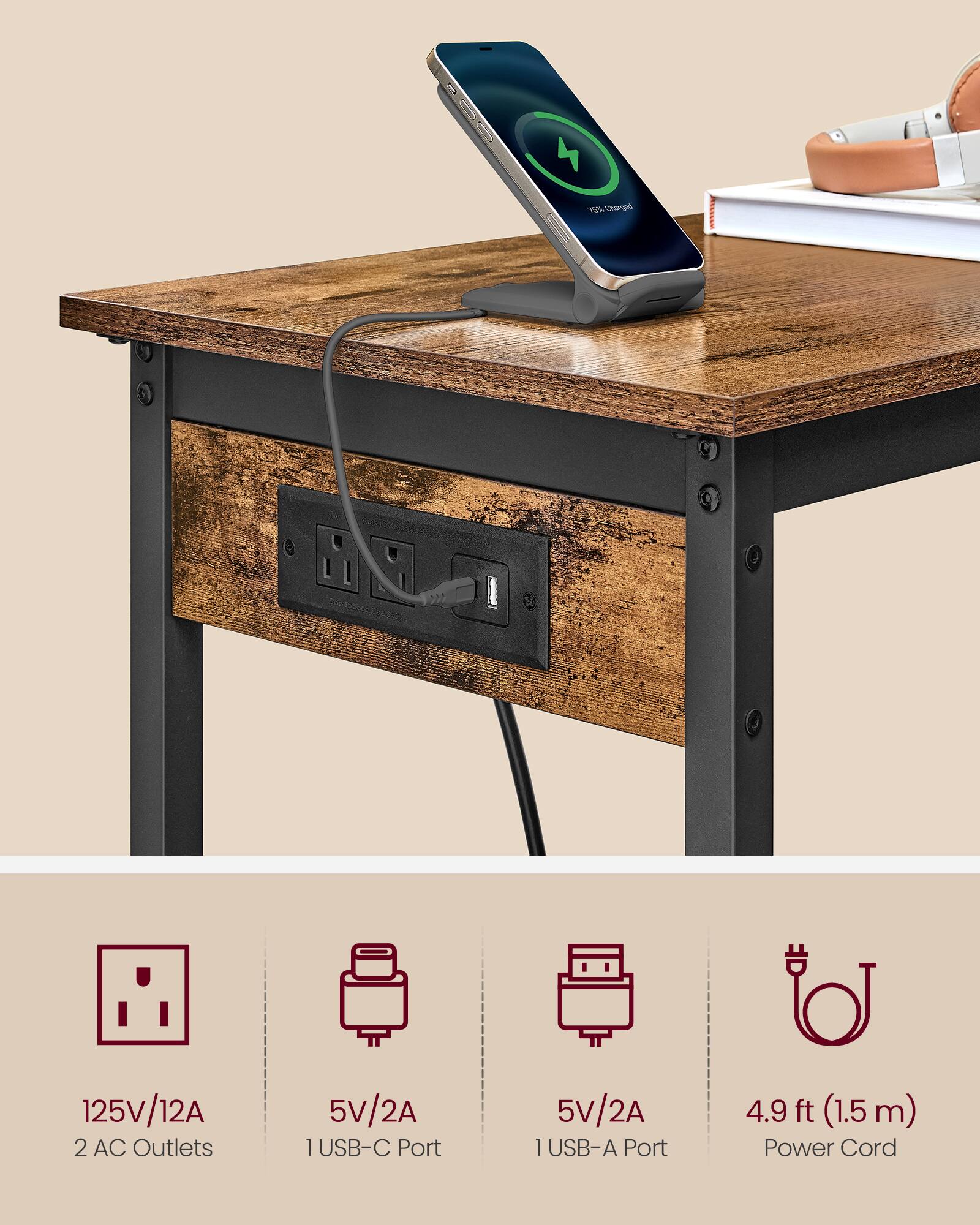 4 VARc I P8  
125V/12A  
2 AC Outlets  
5V/2A I USB-C Port  
5V/2A I USB-A Port  
4.9 ft (1.5 m) Power Cord