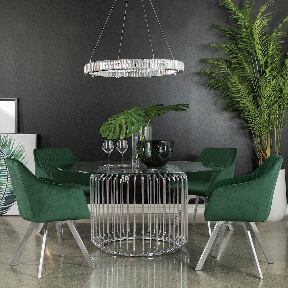 Alt View 2. Coaster Co. of America - Veena Round Metal Dining Table Base Chrome - Silver.
