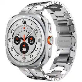 Dteck - Metal Band Compatible With Samsung Galaxy Watch Ulta 47mm (2025/2024), No Gap Stainless Steel Band Strap - Silver