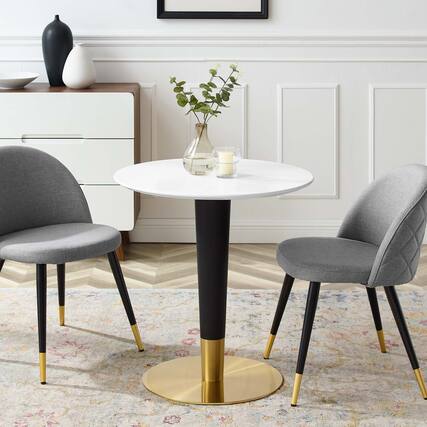 Front. Modway - Zinque 28" Dining Table by Modway - Gold White.
